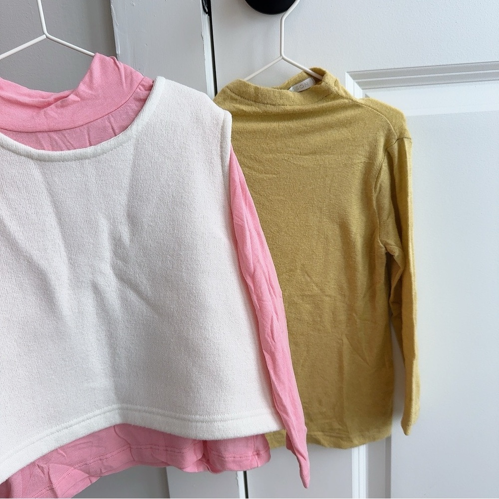 Kids Pink and Yellow Long Sleeve Tops